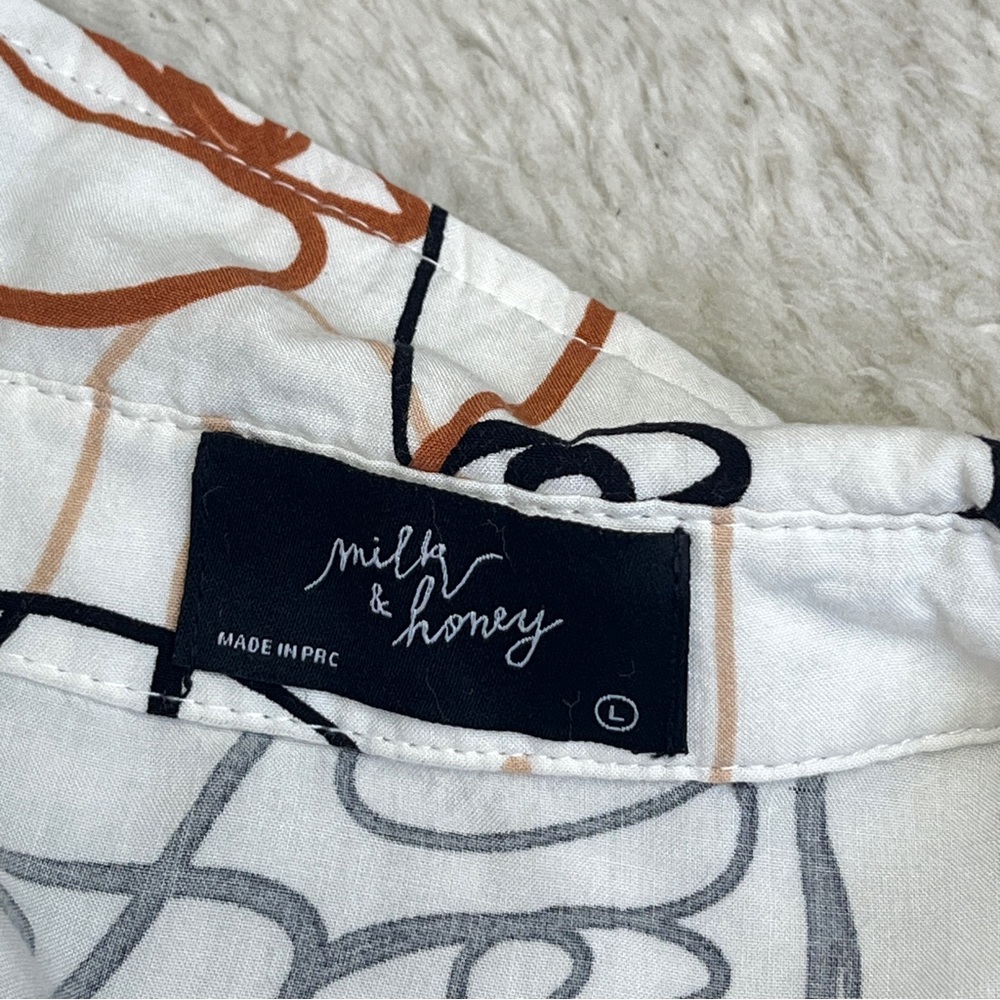 Milk & Honey Abstract Face Print Rayon Blouse - image 8